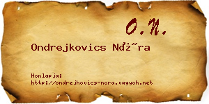 Ondrejkovics Nóra névjegykártya